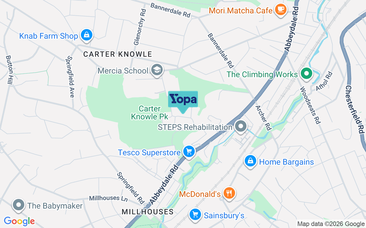 Map showing the location of S7 2AA