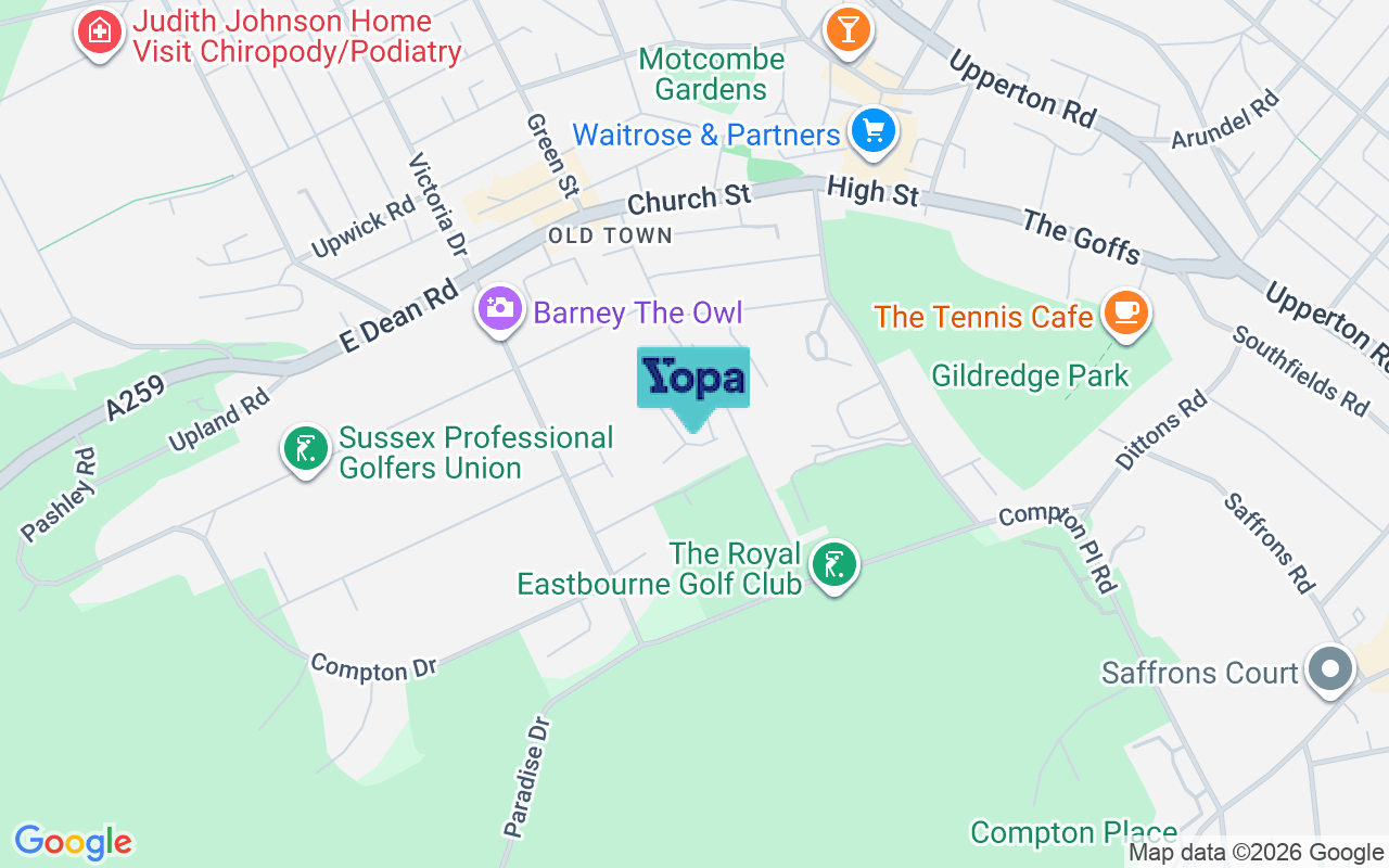 Map showing the location of BN20 8AQ