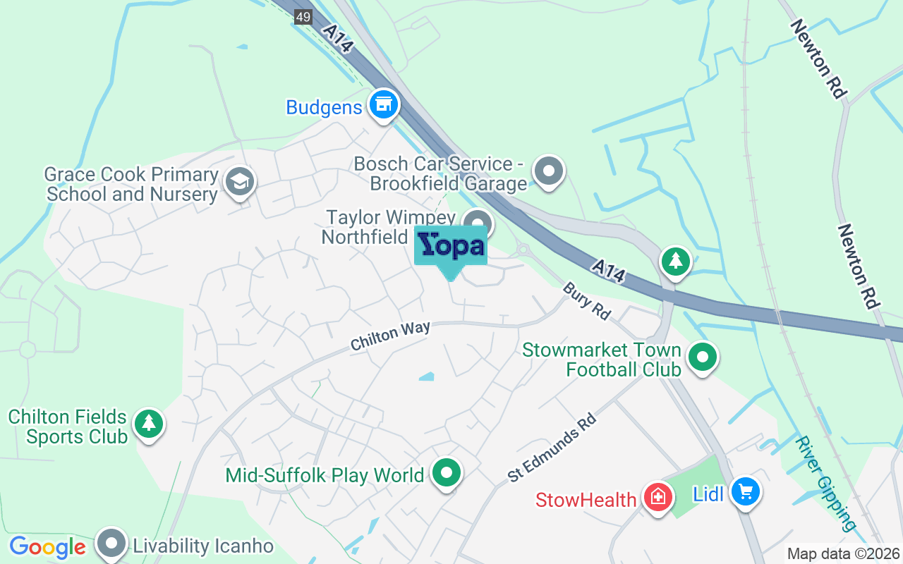 Map showing the location of IP14 1GA