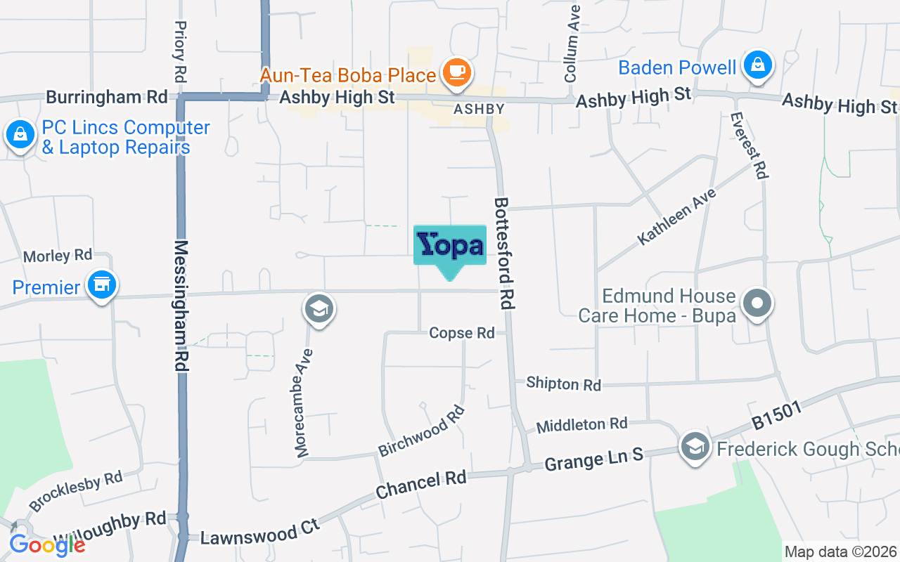 Map showing the location of DN16 3JD
