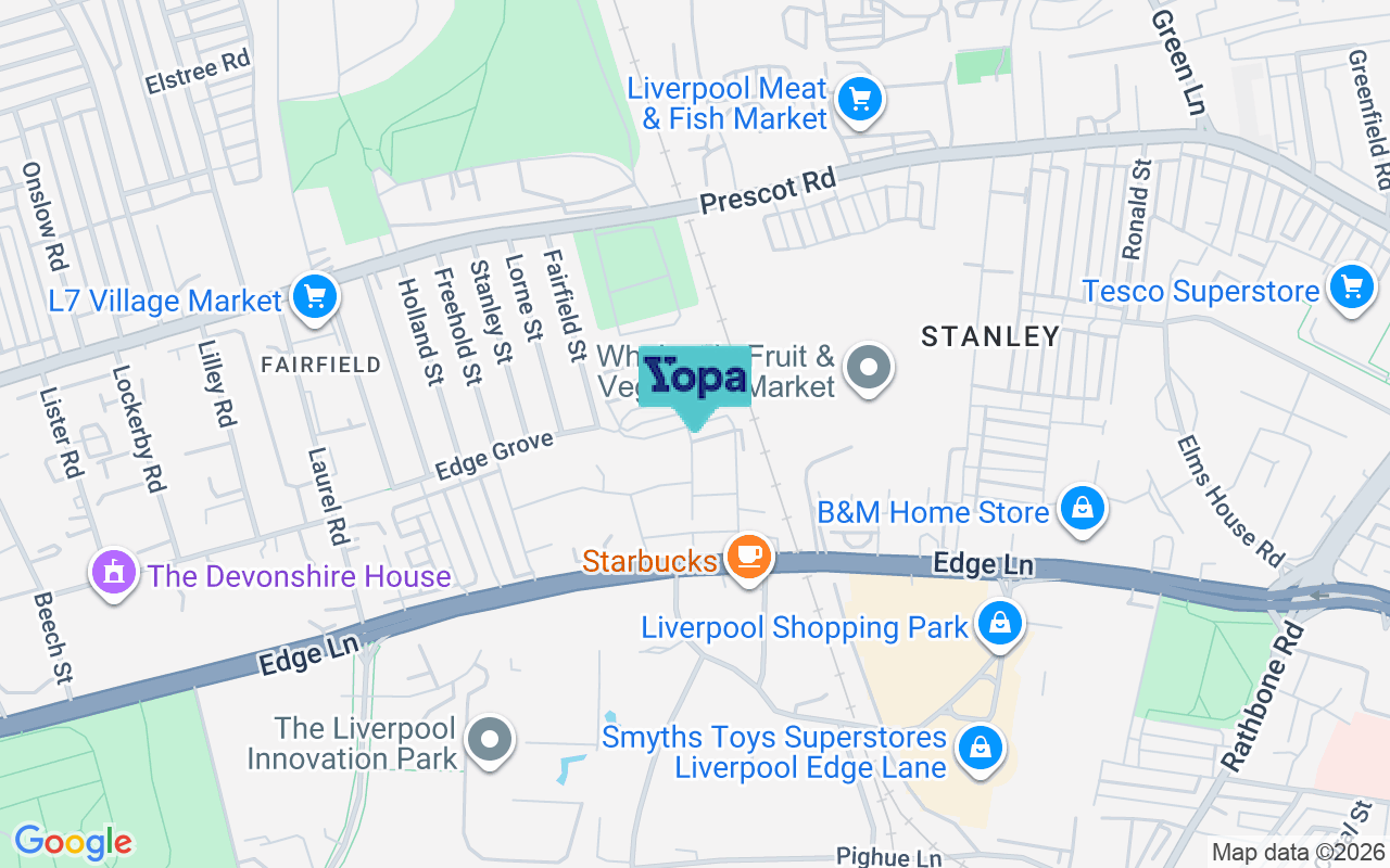 Map showing the location of L7 0JT