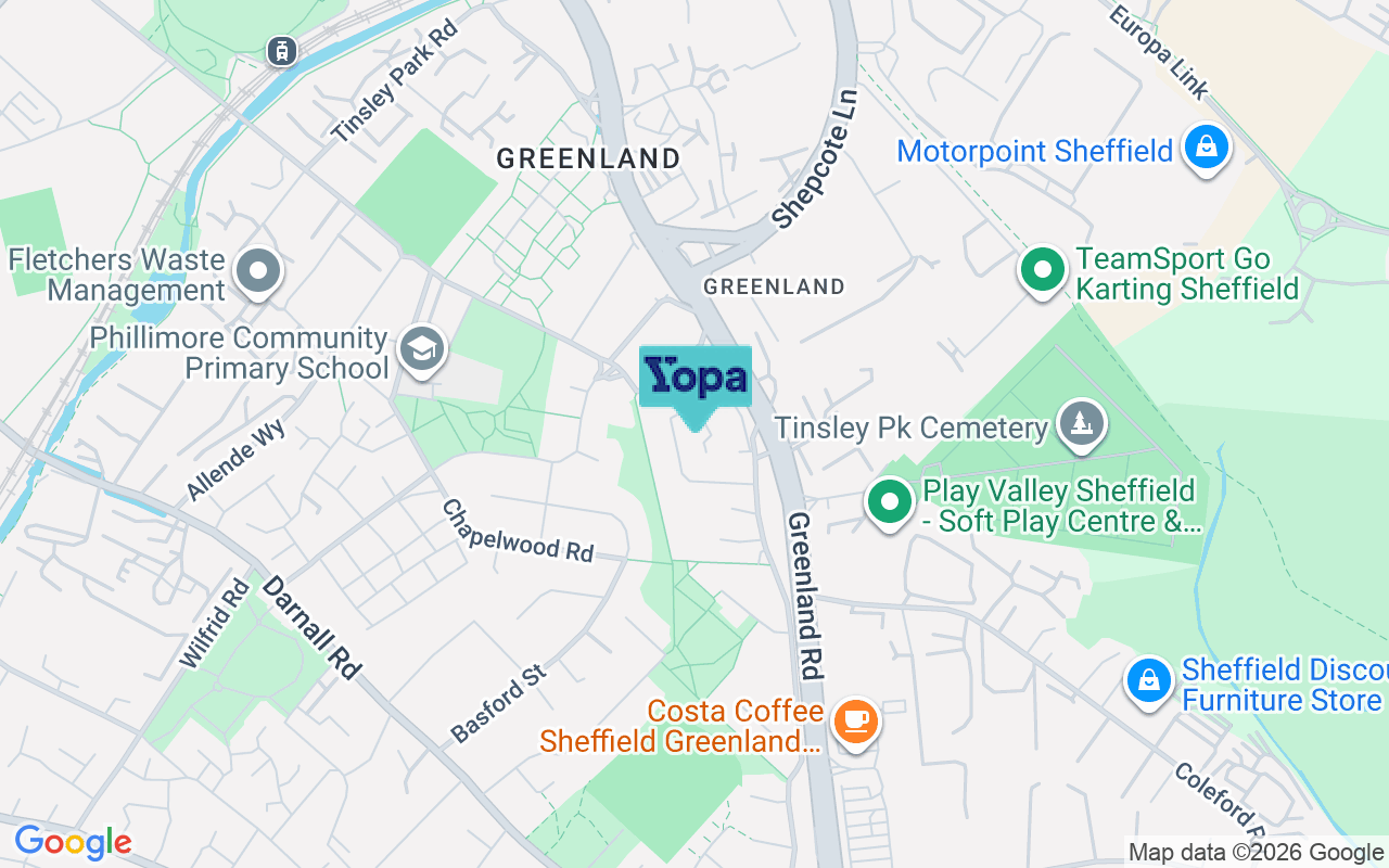 Map showing the location of S9 5GJ