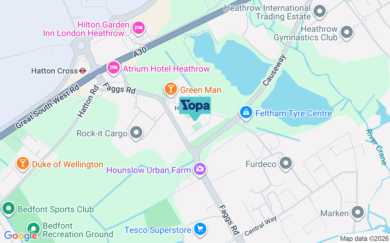 Map showing the location of TW14 0ND