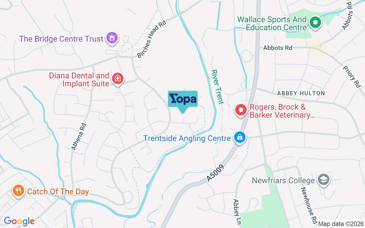 Map showing the location of ST1 6TT