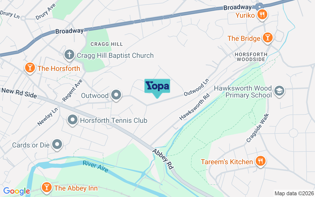 Map showing the location of LS18 4HU