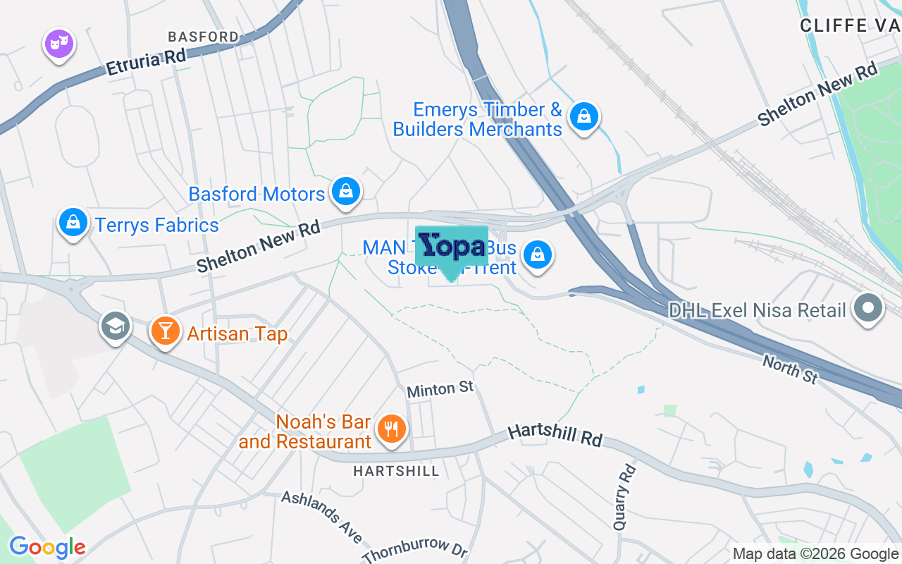 Map showing the location of ST4 6FG