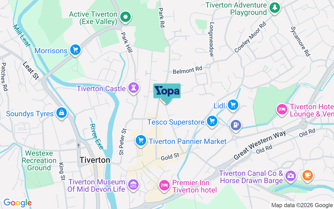 Map showing the location of EX16 6QS