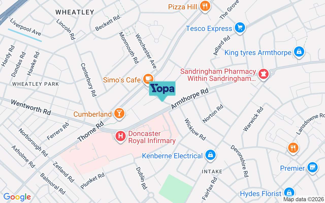 Map showing the location of DN2 5LZ