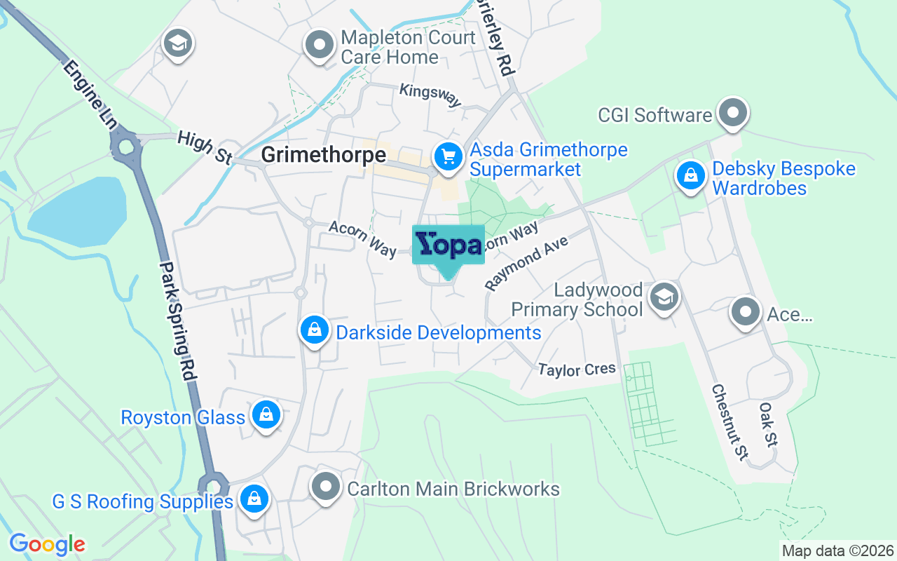 Map showing the location of S72 7NY