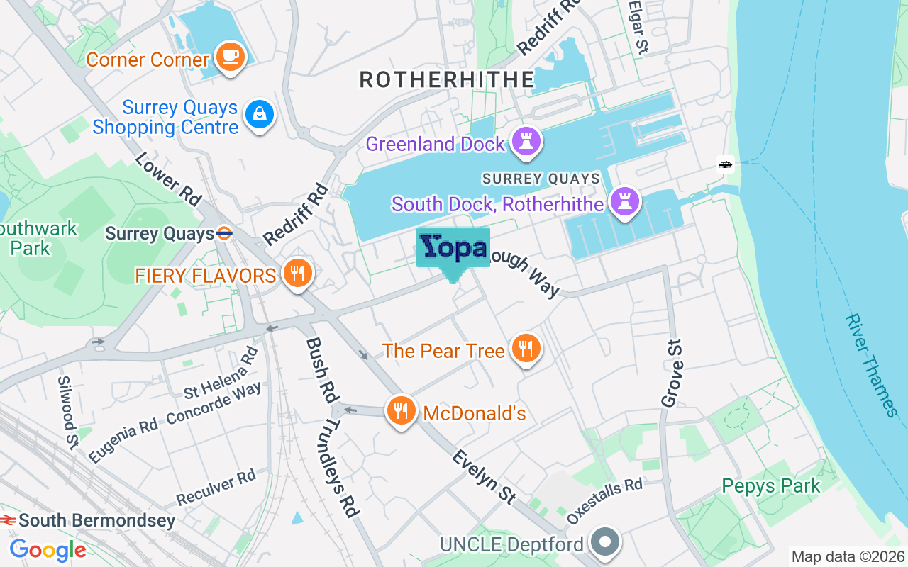 Map showing the location of SE16 2LT