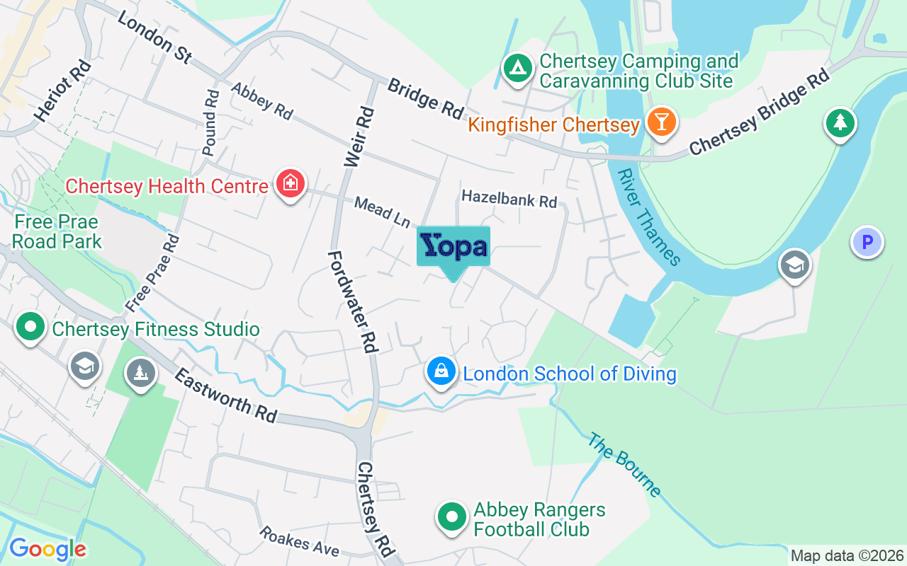 Map showing the location of KT16 8NT