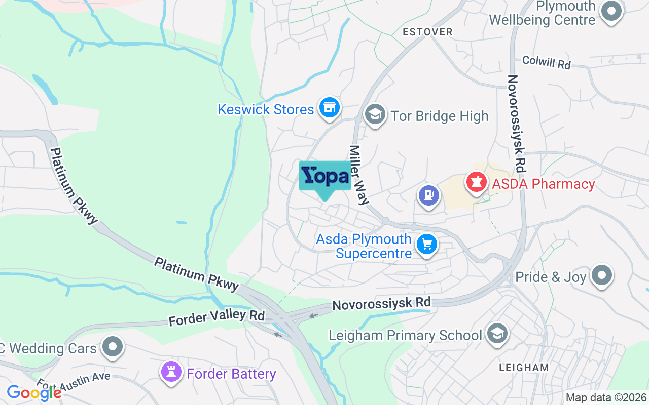 Map showing the location of PL6 8TW