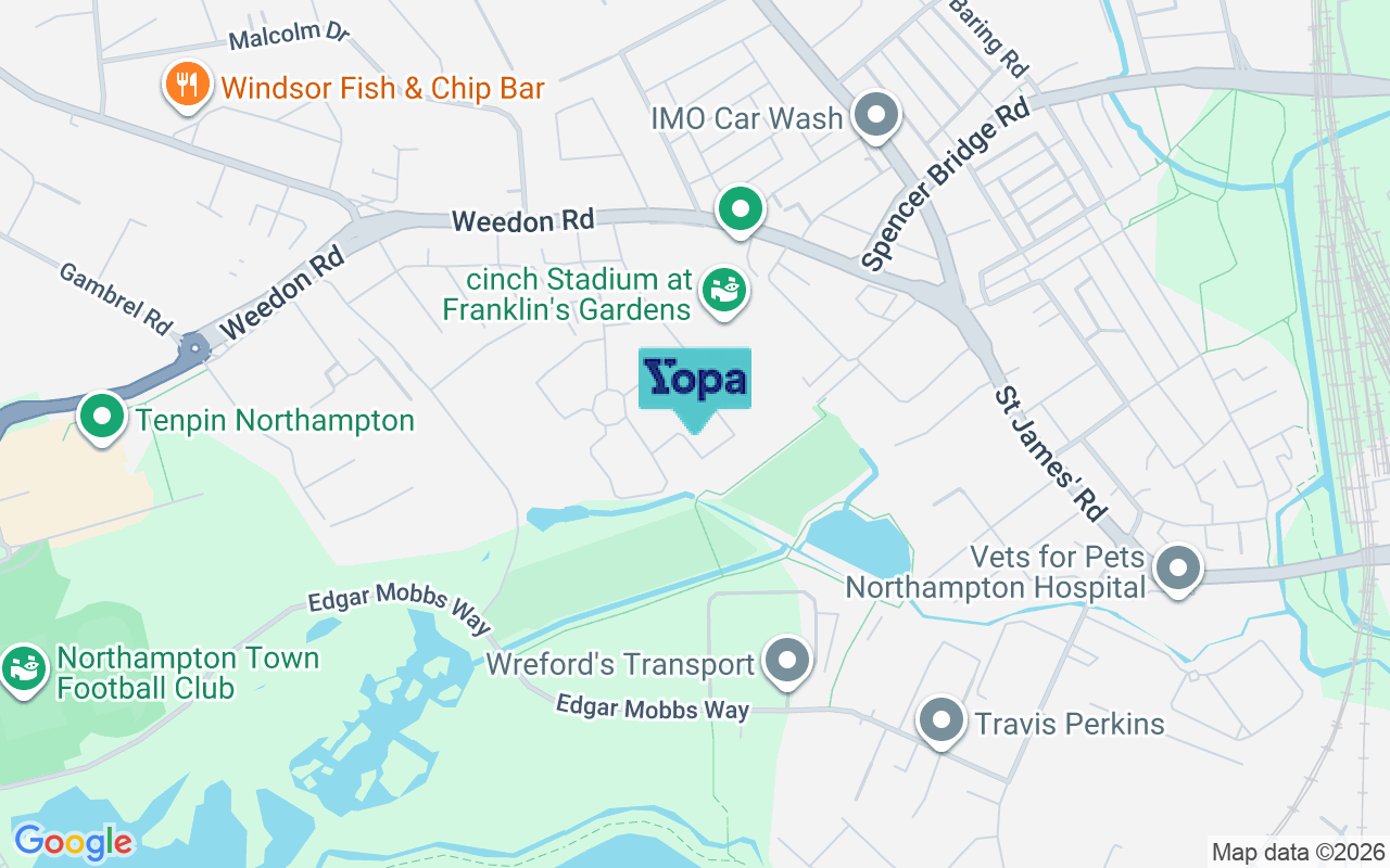 Map showing the location of NN5 5FN
