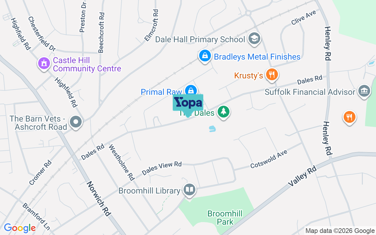 Map showing the location of IP1 4JR