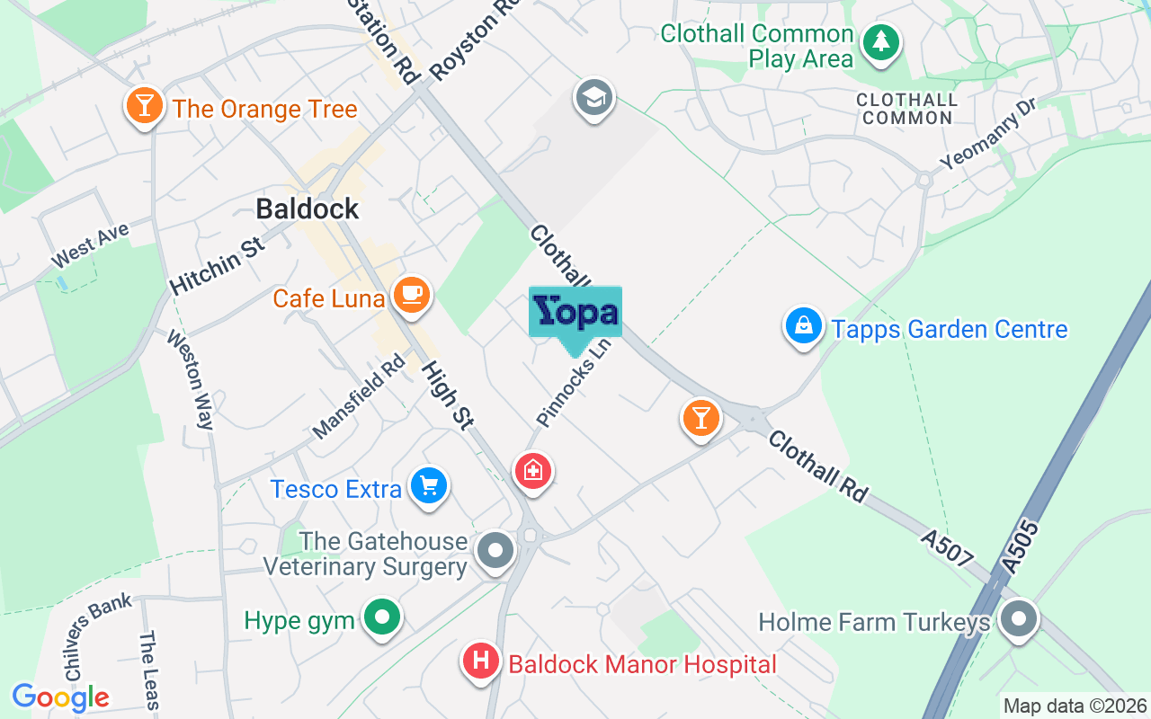 Map showing the location of SG7 6DD