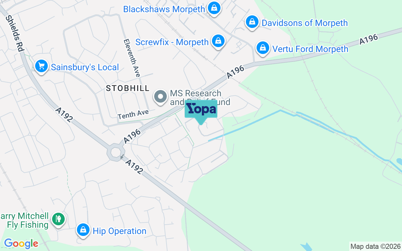 Map showing the location of NE61 2ZJ