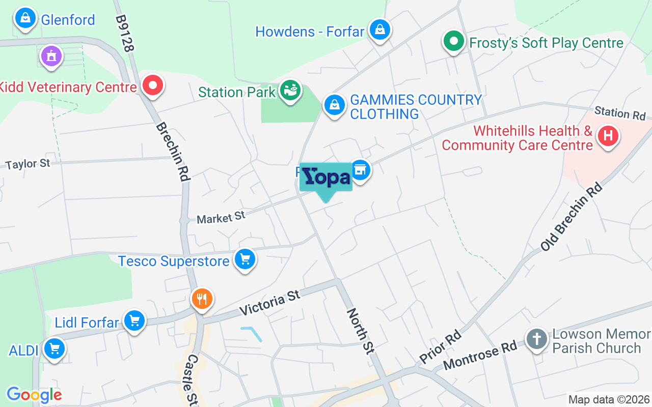 Map showing the location of DD8 3BQ