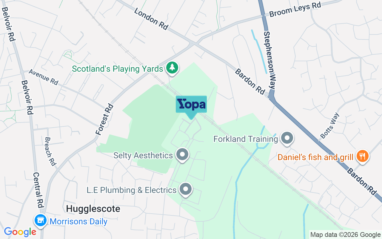 Map showing the location of LE67 2LY