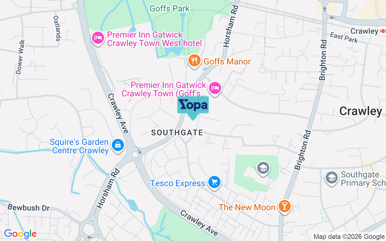 Map showing the location of RH11 8TW