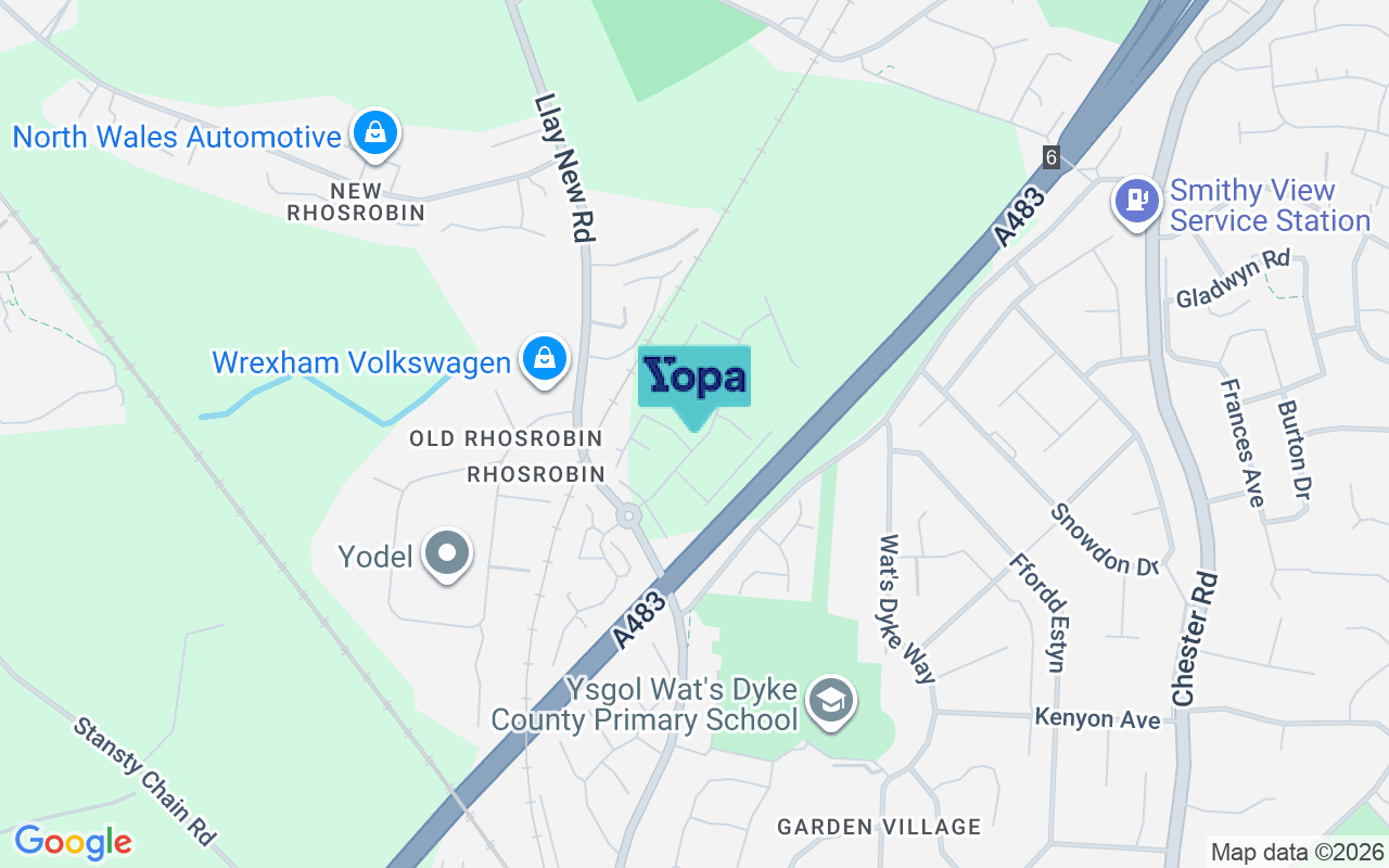 Map showing the location of LL11 2DT