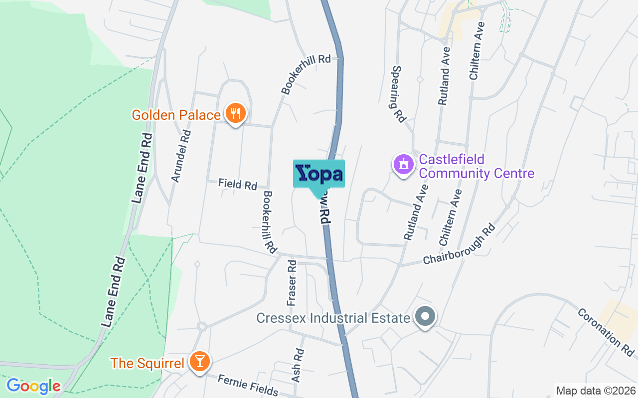 Map showing the location of HP12 4LA