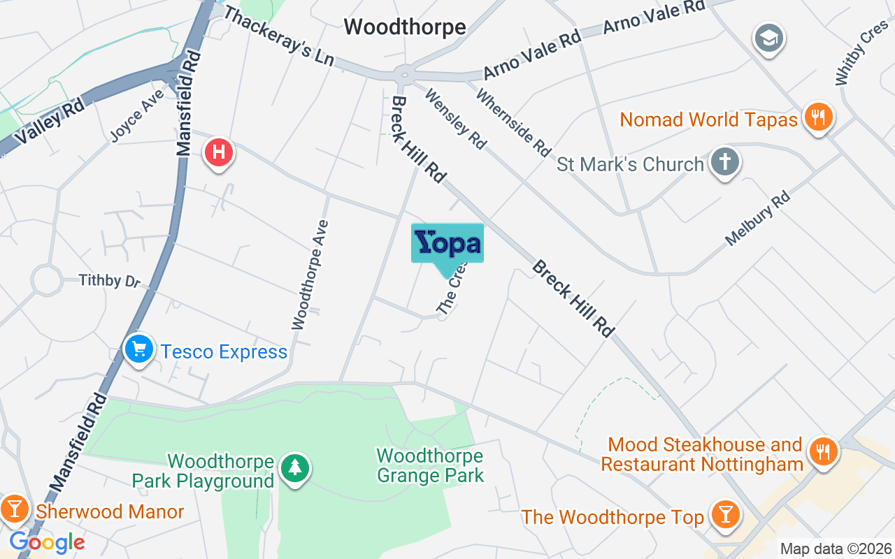 Map showing the location of NG5 4FX