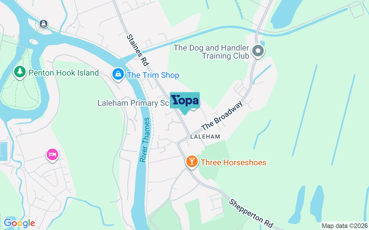 Map showing the location of TW18 2TE