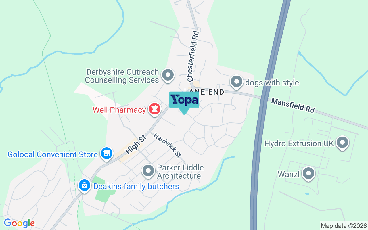 Map showing the location of DE55 5RA