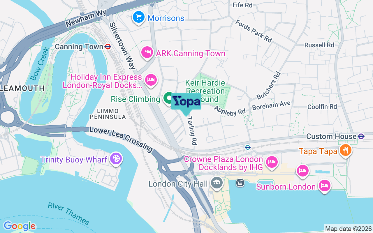 Map showing the location of E16 1HN