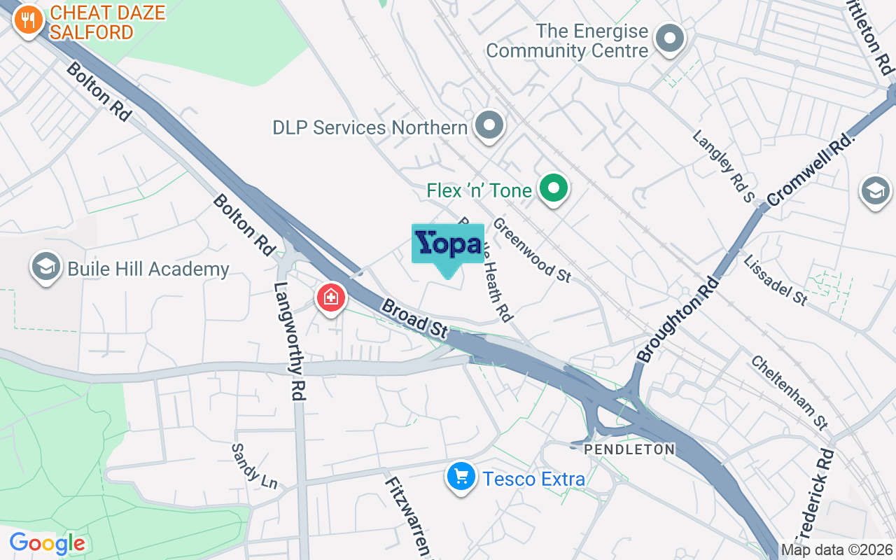 Map showing the location of M6 7DG