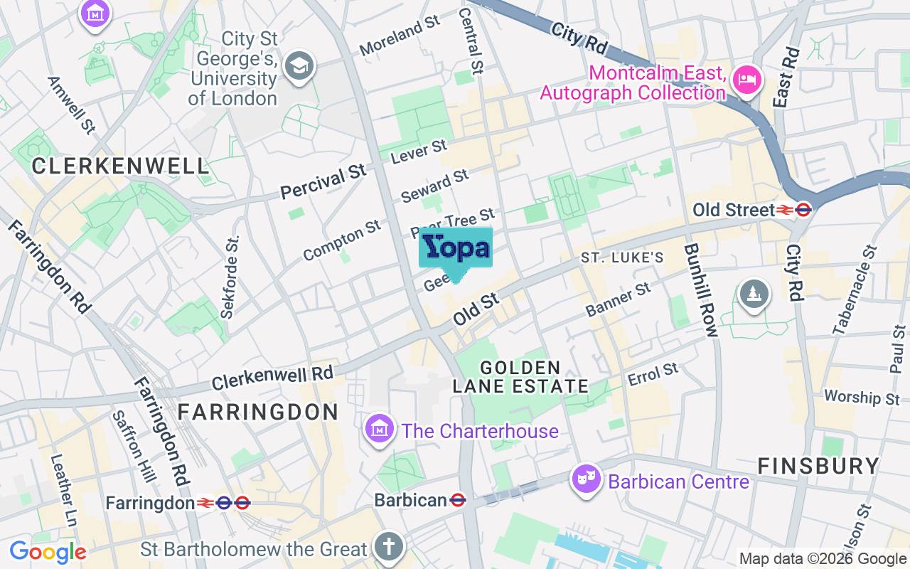 Map showing the location of EC1V 3RP