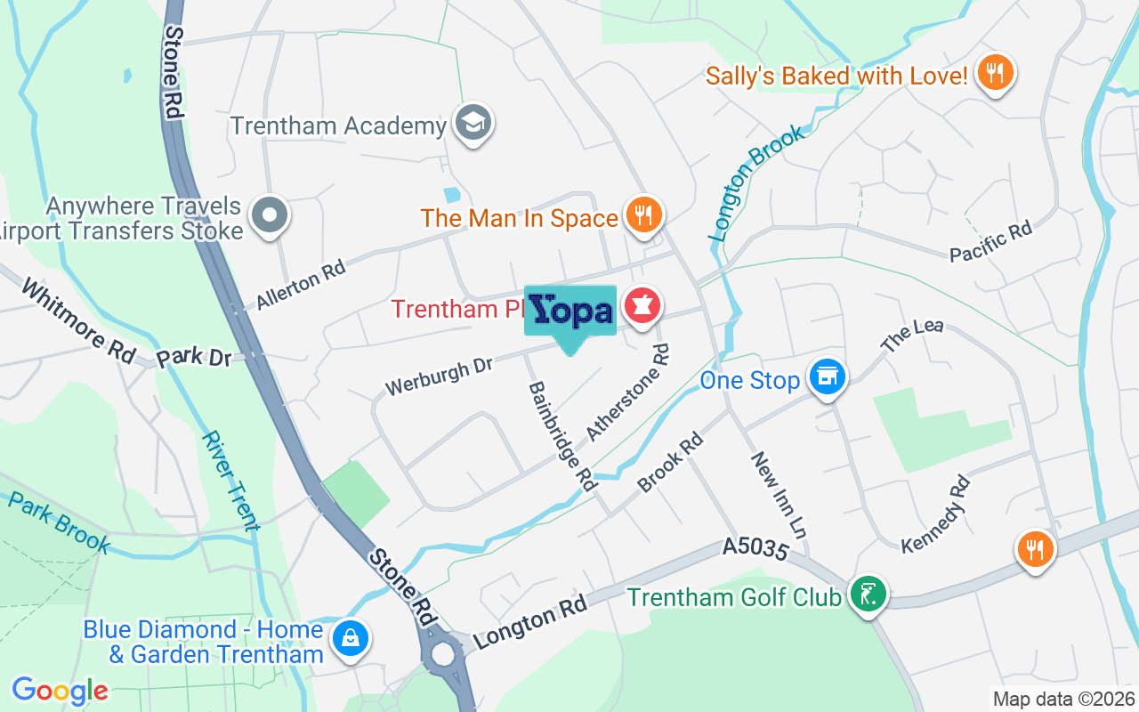 Map showing the location of ST4 8LA