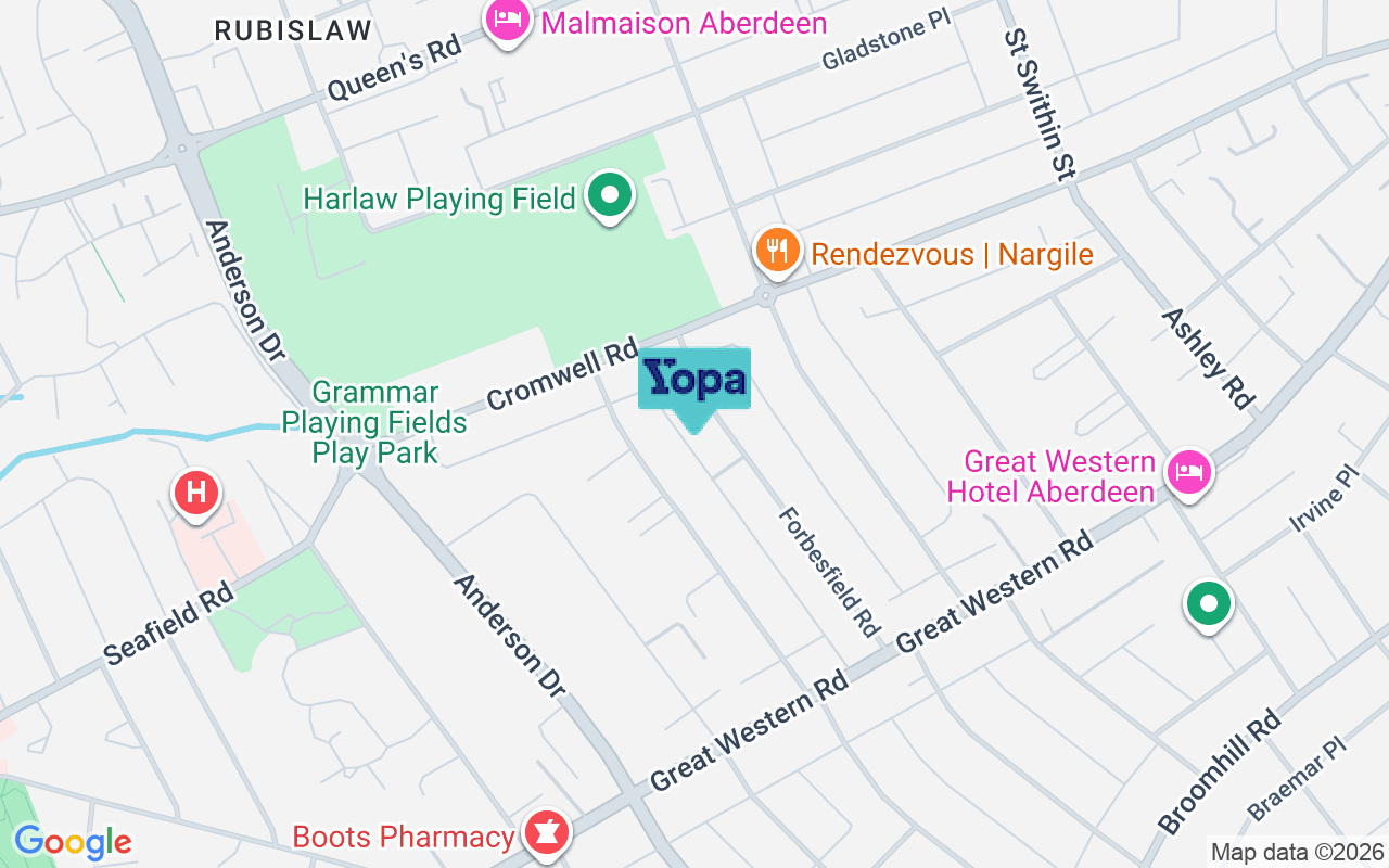 Map showing the location of AB15 4WB
