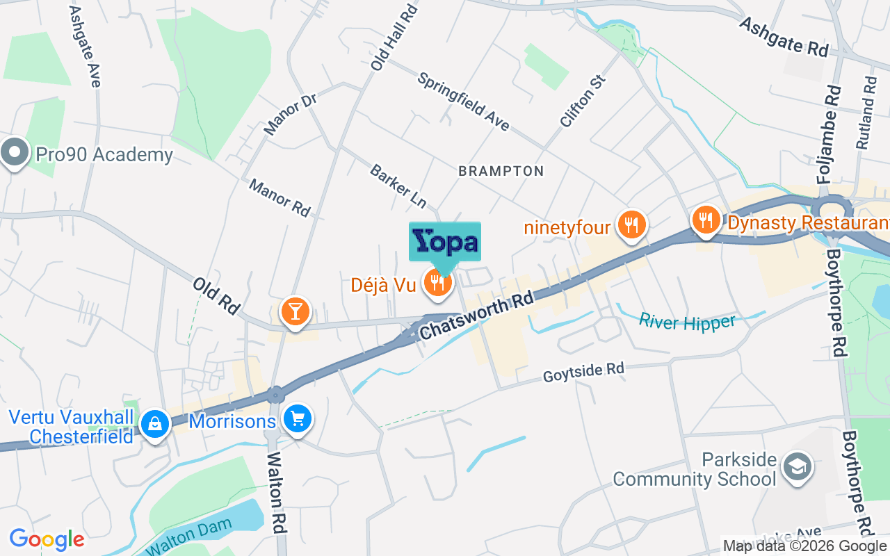 Map showing the location of S40 1DZ