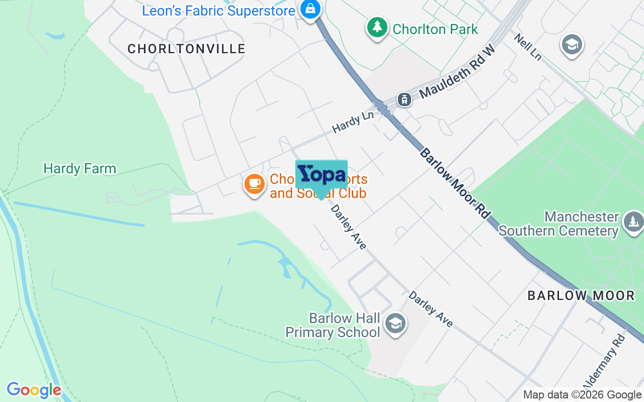 Map showing the location of M21 7HR