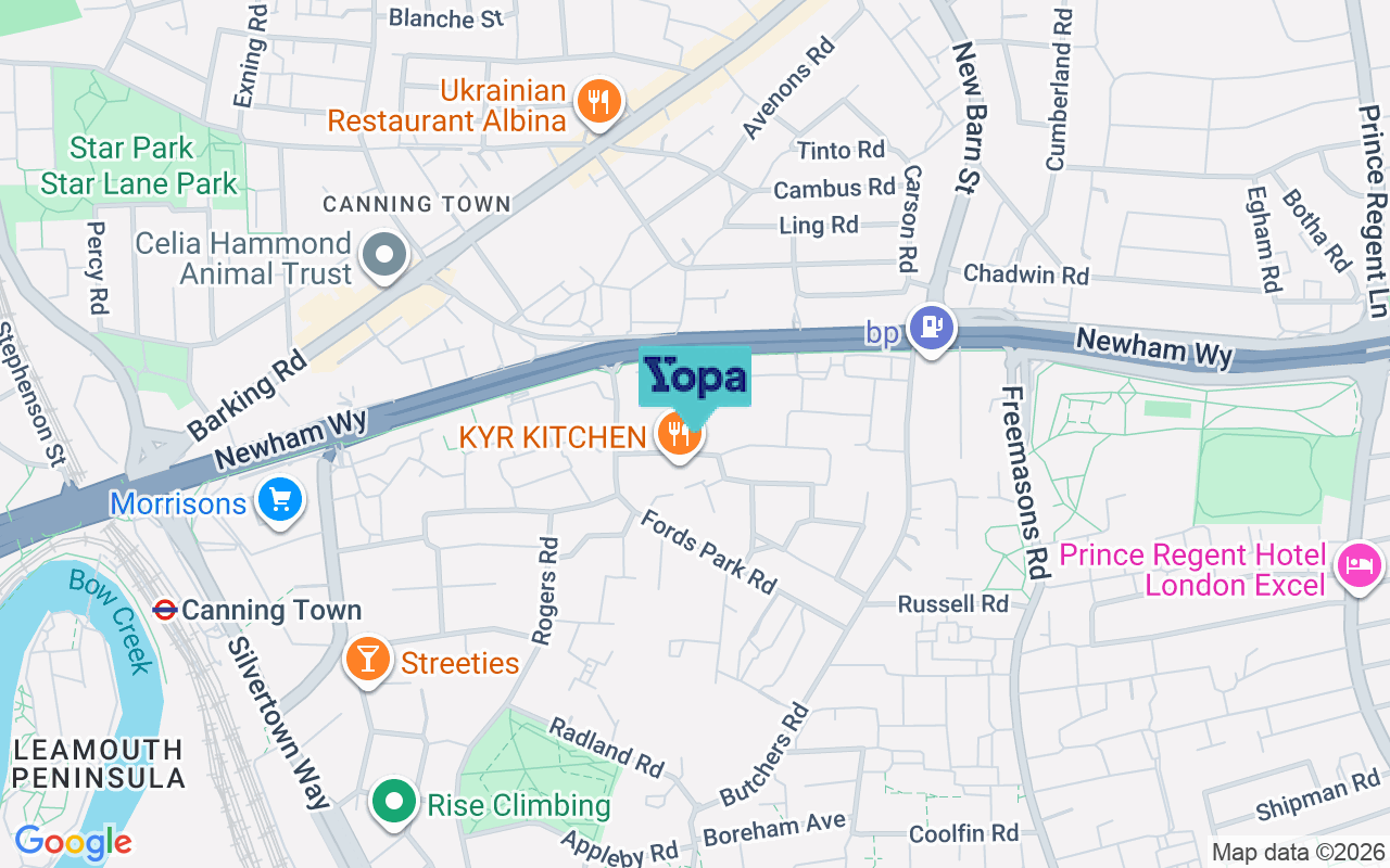 Map showing the location of E16 1XS