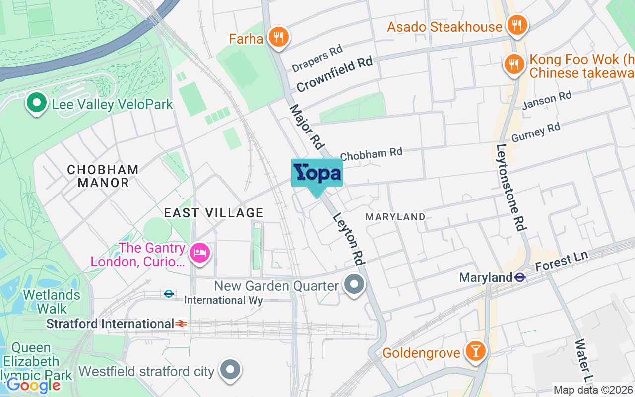 Map showing the location of E15 1FZ