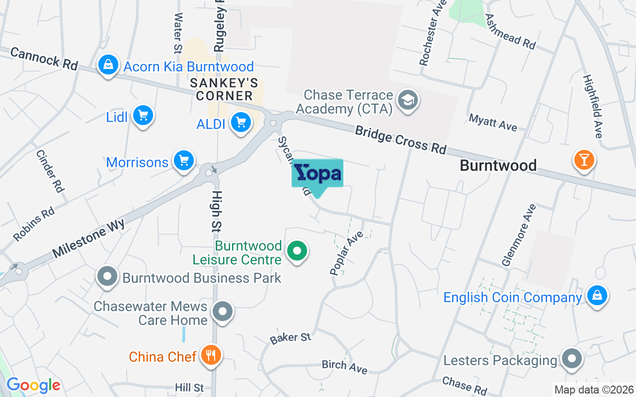 Map showing the location of WS7 4RN