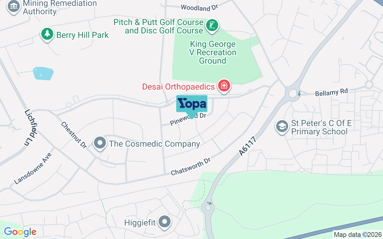 Map showing the location of NG18 4PG