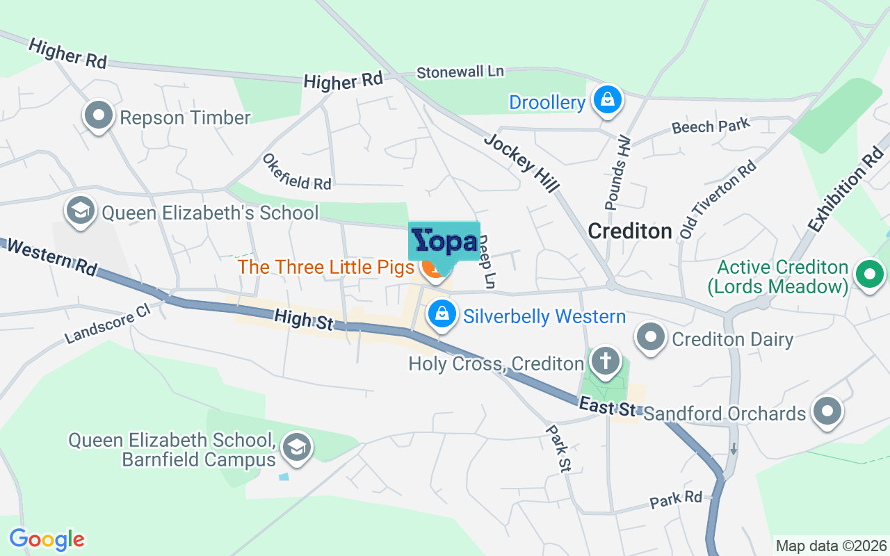 Map showing the location of EX17 2BJ