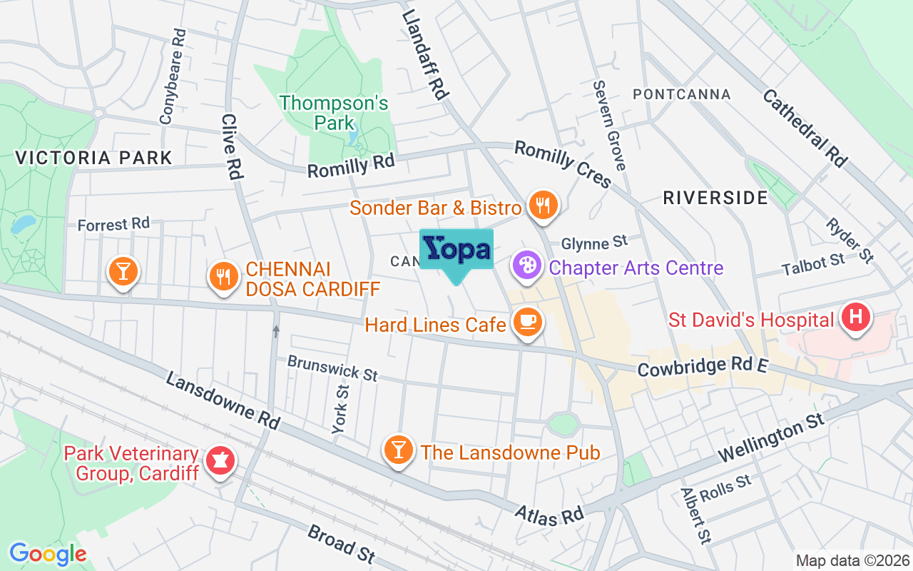 Map showing the location of CF5 1QS