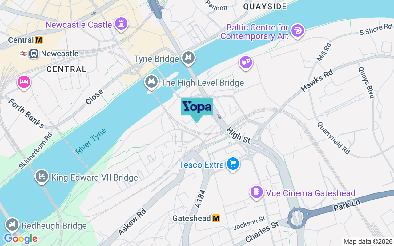Map showing the location of NE8 2ES