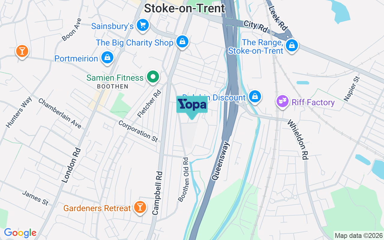 Map showing the location of ST4 4FL