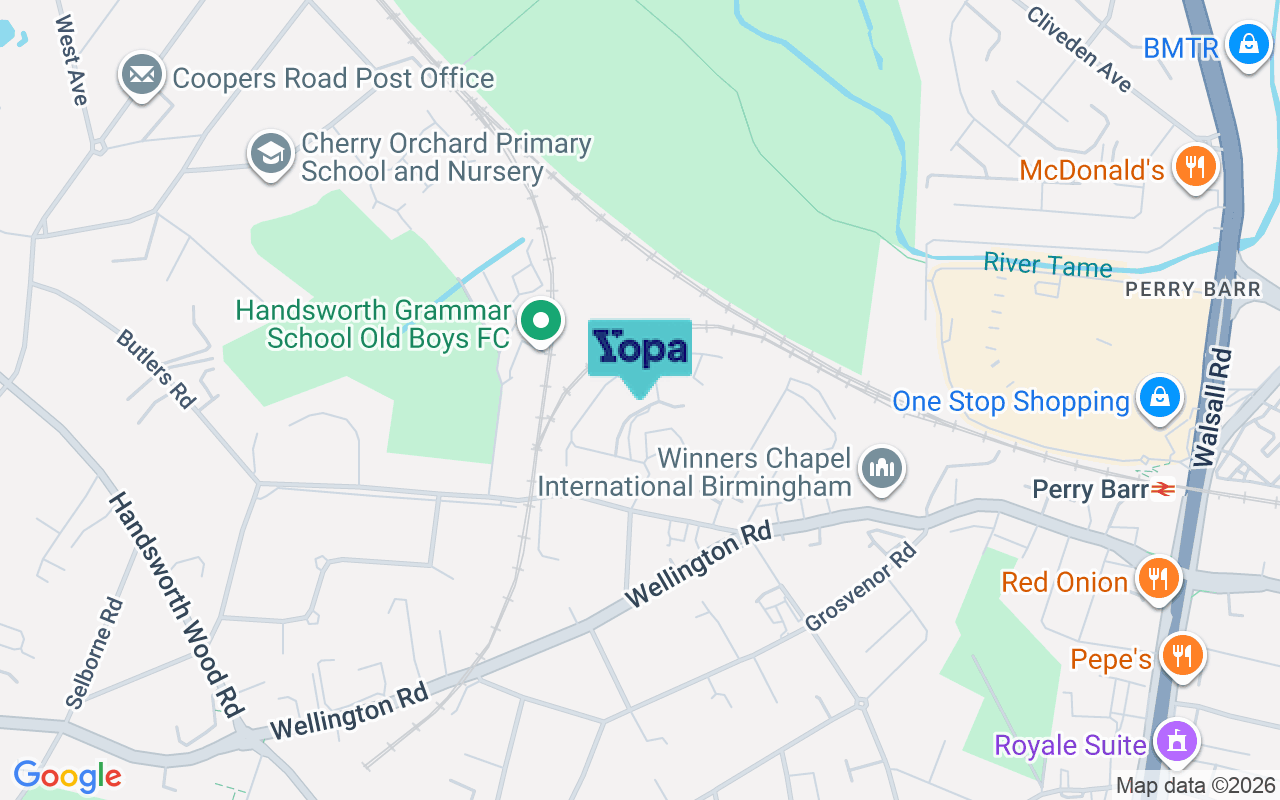 Map showing the location of B20 2AZ
