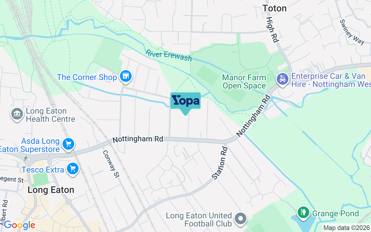 Map showing the location of NG10 2BW