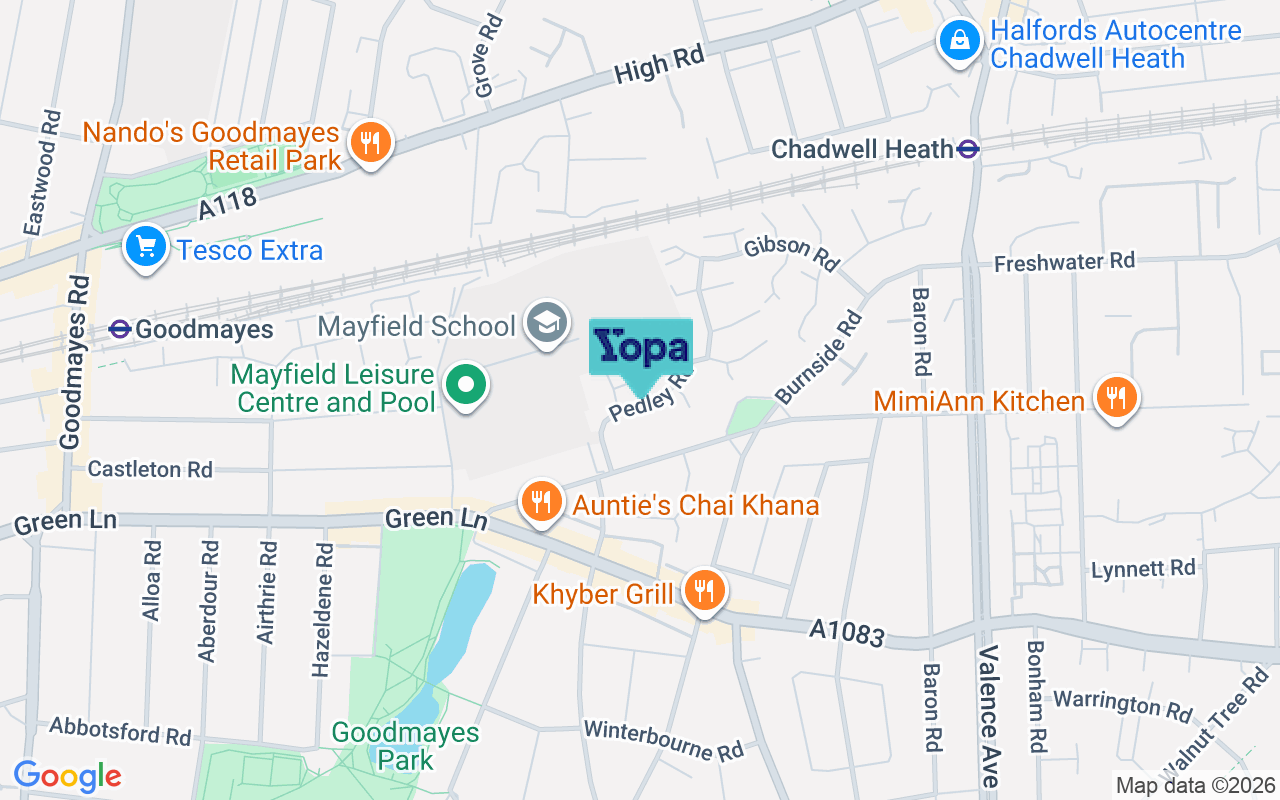 Map showing the location of RM8 1XE
