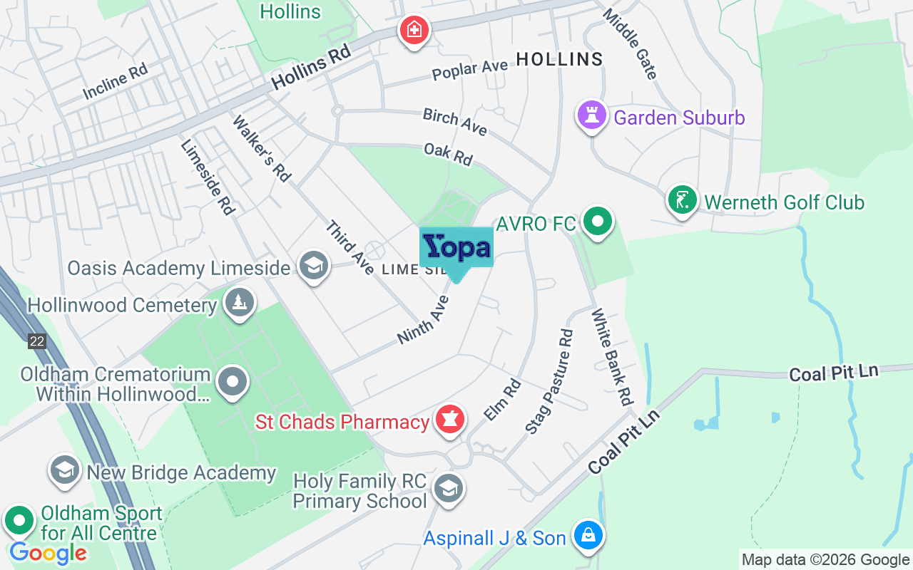 Map showing the location of OL8 3LL