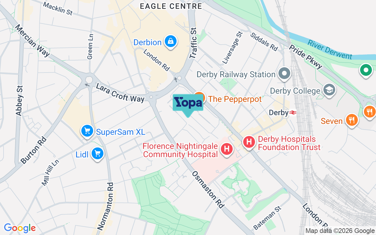 Map showing the location of DE1 2UH