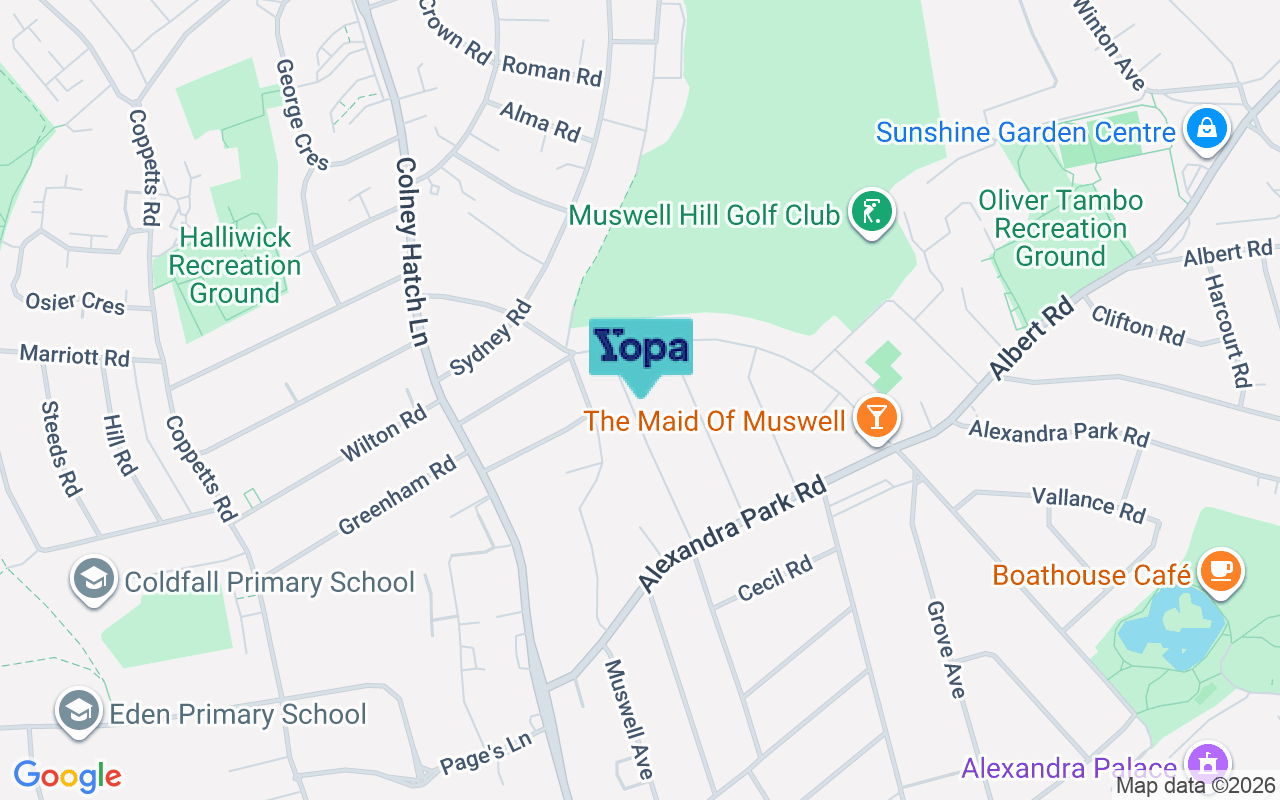 Map showing the location of N10 2RG