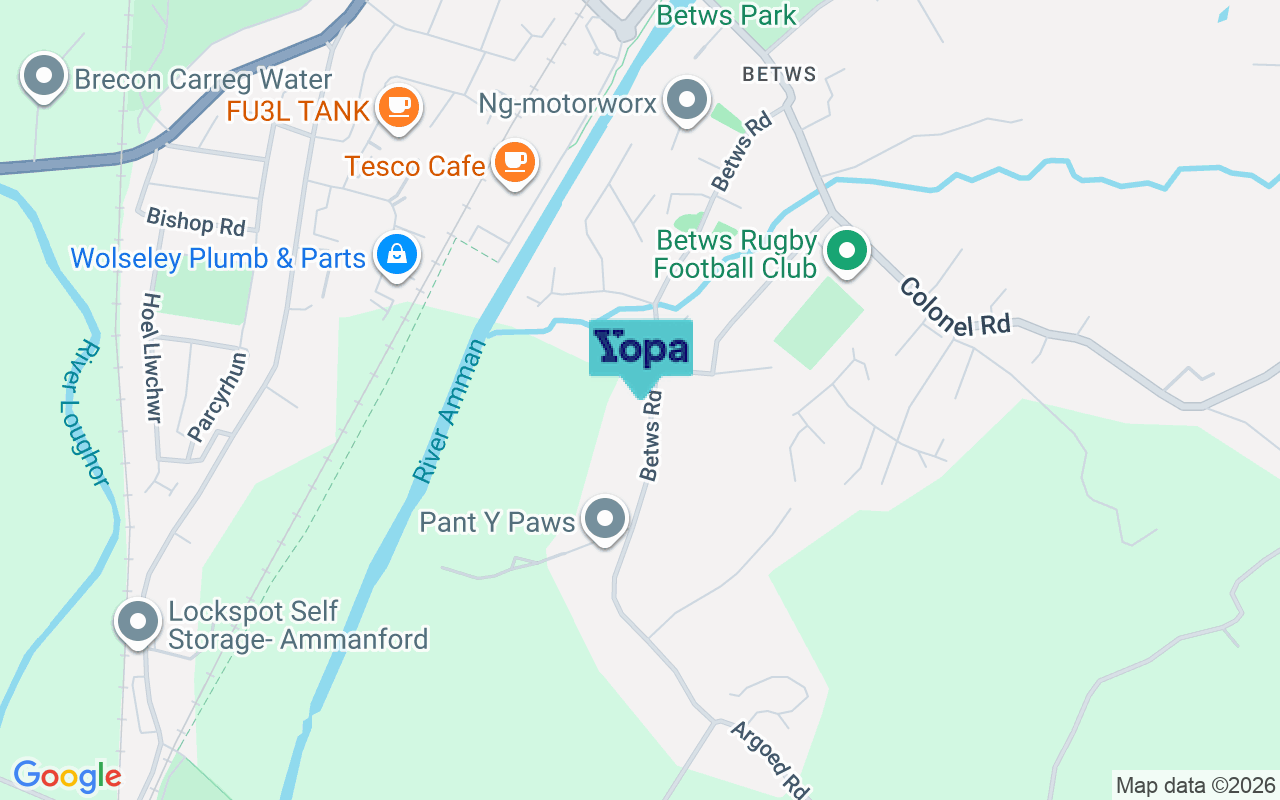 Map showing the location of SA18 2HG